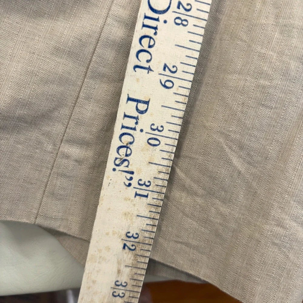 Cubavera Mens 32x34 Khaki Linen Blend Beachcore Flat Front Pants Old Money